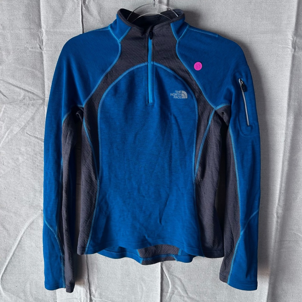The North Face Flight Series Womens S Blue Merino Wool Blend 1/4 Zip Pullover